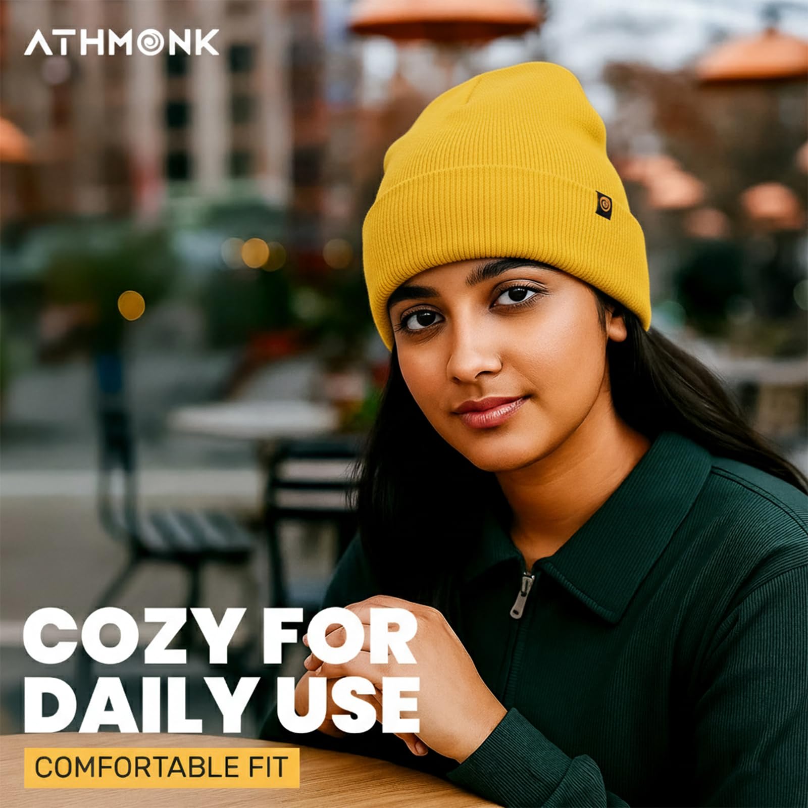 Athmonk Winter Woolen Beanie Cap for Men & Women | Warm Cuff Head Cap for Winters | Cold Weather Hat for Girls & Boys 100% Woollen Fabric Ultra Soft & Cozy | Garam Topi for Man