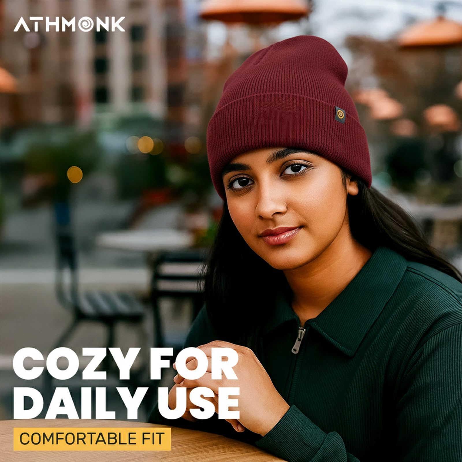 Athmonk Winter Woolen Beanie Cap for Men & Women | Warm Cuff Head Cap for Winters | Cold Weather Hat for Girls & Boys 100% Woollen Fabric Ultra Soft & Cozy | Garam Topi for Man