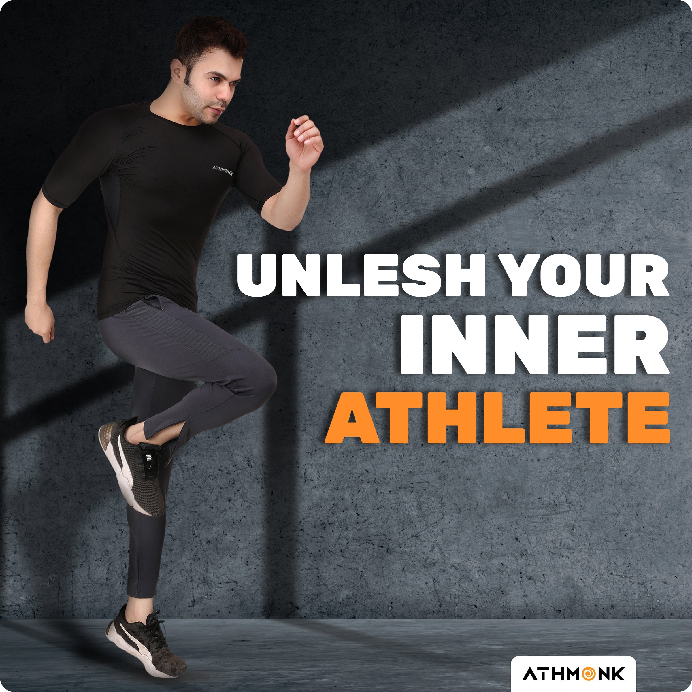 Athmonk Compression T-Shirt Vest Body Shaper Half Sleeve for Men Boys Branded - Nylon Lycra Fabric - Workout Gym Cricket Football Sports Training - Keep Dry Tight Skin Fit - Round Neck