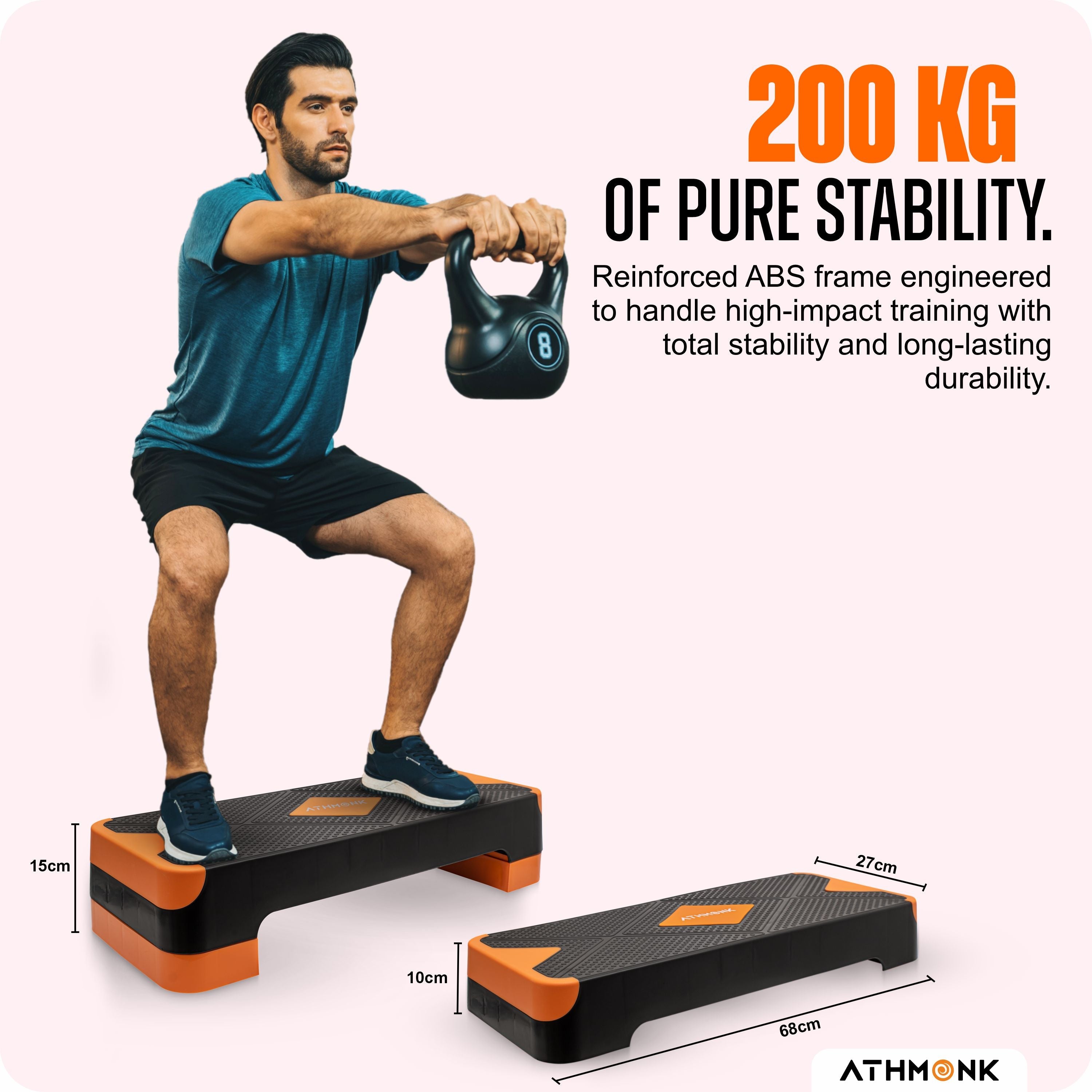 Athmonk Adjustable Aerobic Stepper Ultimate equipment Gym Stepper for Home Workout Enhance Stability, Flexibility, Strength & home Cardio exercise Aerobics Stepper for Women and Men Health Athmonk