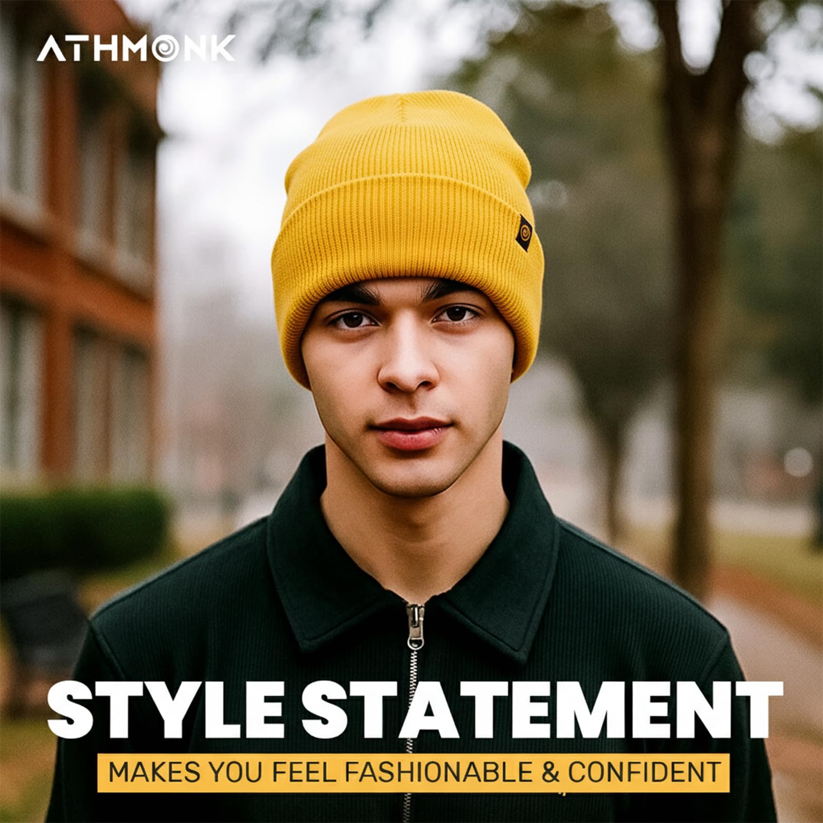 Athmonk Winter Woolen Beanie Cap for Men & Women | Warm Cuff Head Cap for Winters | Cold Weather Hat for Girls & Boys 100% Woollen Fabric Ultra Soft & Cozy | Garam Topi for Man