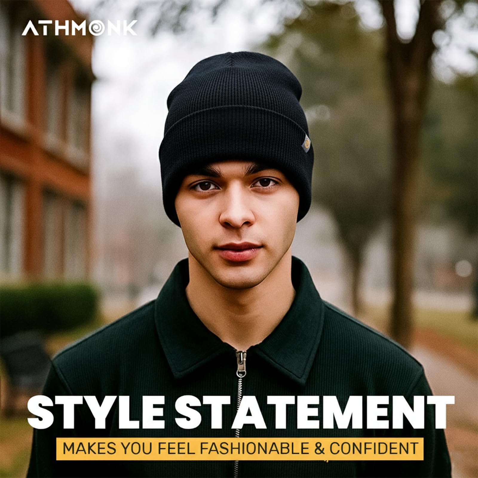 Athmonk Winter Woolen Beanie Cap for Men & Women | Warm Cuff Head Cap for Winters | Cold Weather Hat for Girls & Boys 100% Woollen Fabric Ultra Soft & Cozy | Garam Topi for Man