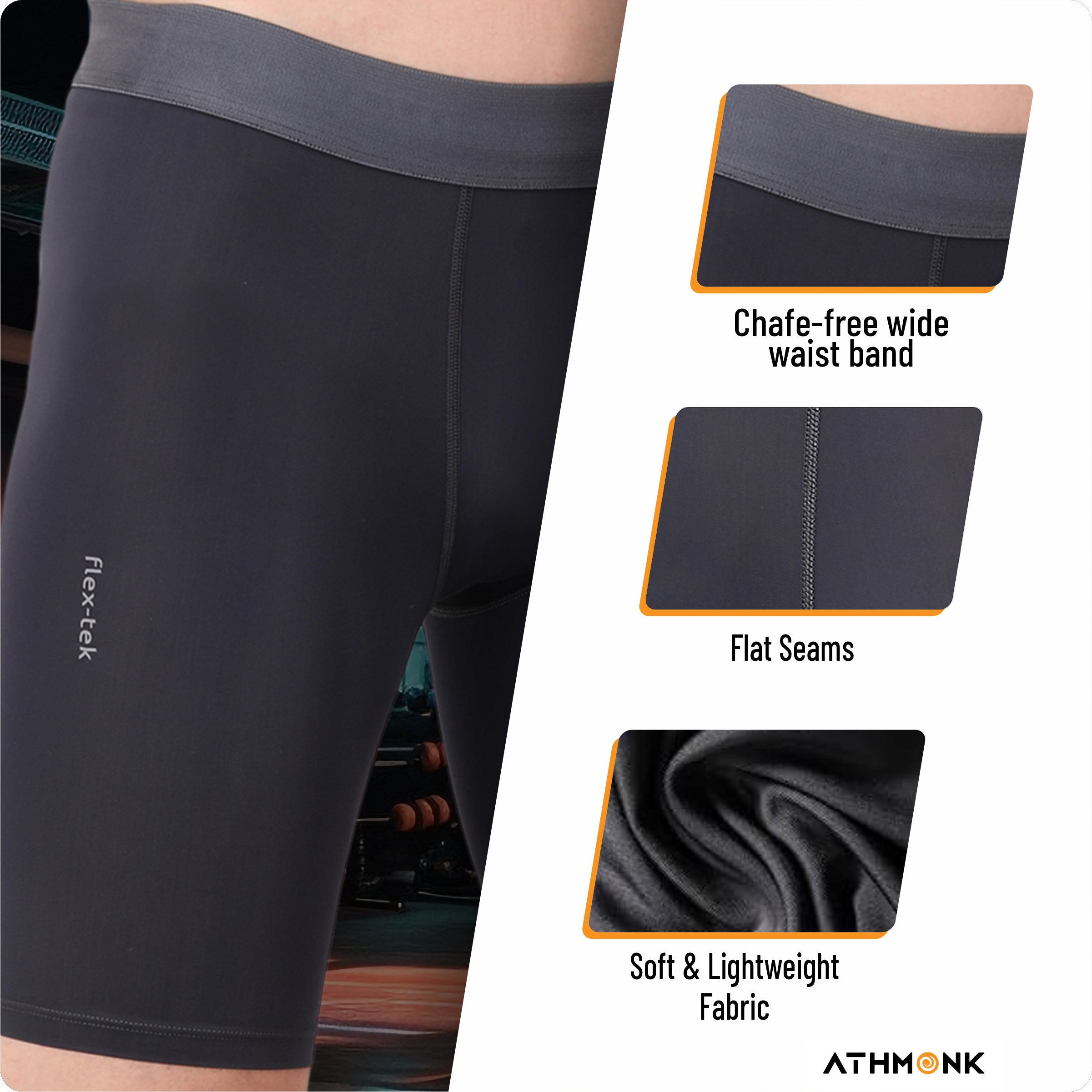 Athmonk 4-Way Lycra Compression Shorts for Men with Phone Pocket | Skin Fit, Non Padded | Cycling Running Workout Gym Cricket Football Sports | Recovery Muscle Support Quick Dry Anti-Chafe