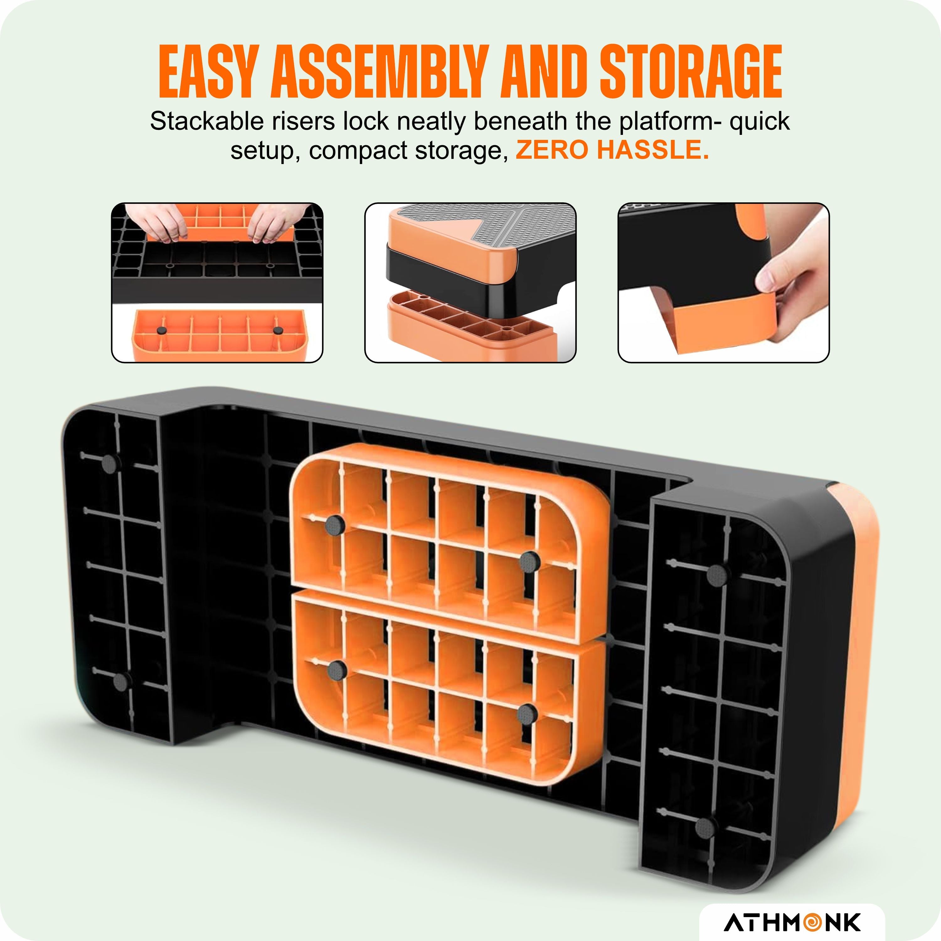 Athmonk Adjustable Aerobic Stepper Ultimate equipment Gym Stepper for Home Workout Enhance Stability, Flexibility, Strength & home Cardio exercise Aerobics Stepper for Women and Men Health Athmonk