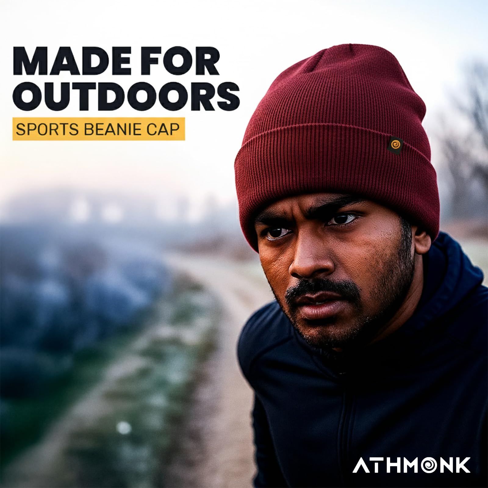 Athmonk Winter Woolen Beanie Cap for Men & Women | Warm Cuff Head Cap for Winters | Cold Weather Hat for Girls & Boys 100% Woollen Fabric Ultra Soft & Cozy | Garam Topi for Man