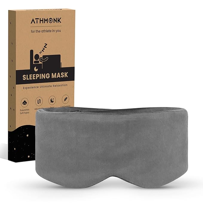 Athmonk Luxury Velvet Extra-Wide Sleeping Eye Mask Blind Fold - Velcro Strap