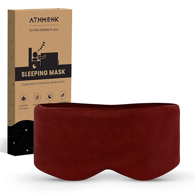 Athmonk Luxury Velvet Extra-Wide Sleeping Eye Mask Blind Fold - Velcro Strap