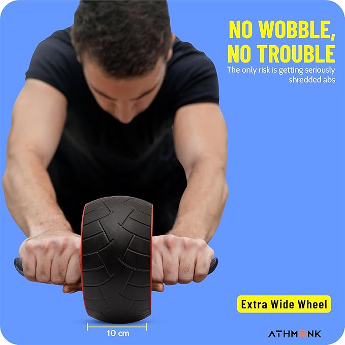 Athmonk Abs Wheel Exerciser Home Gym Equipment For Men Women - Plank Exercise Ab Roller Automatic Rebound
