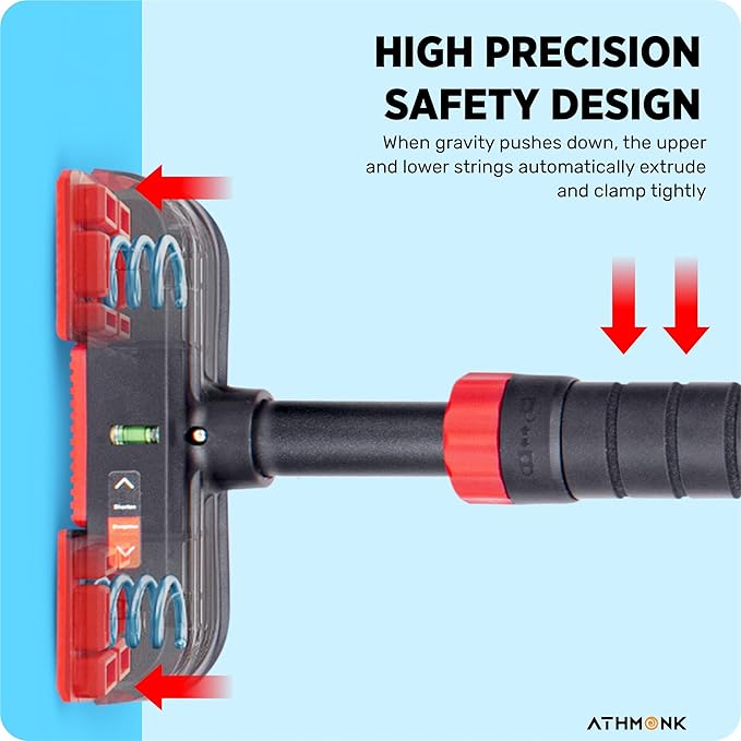 Athmonk No Screw Pull Up Bar Rod for Home Door Mounted - Hanging Exercise Equipment Gym Workout for Men Women - Height Increase Kids - 200kg Load - 75-110 cm Adjustable - Heavy Duty Carbonised Steel