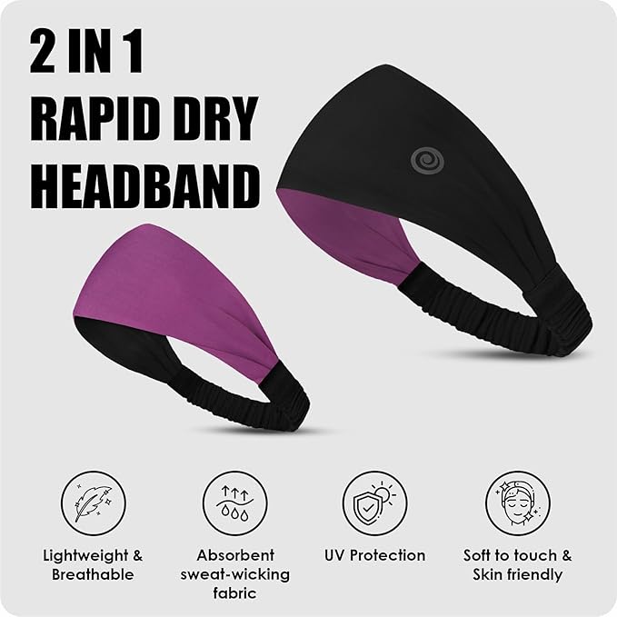 Athmonk Lycra Multipurpose Reversible Headband For Men Women