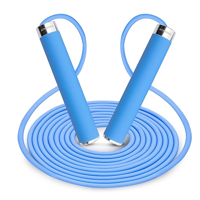 Athmonk Thick Skipping Rope For Men & Women - Jumping Rope For Exercise - Anti-Slip Handle - Tangle Free 10ft Long Adjustable PVC Rope