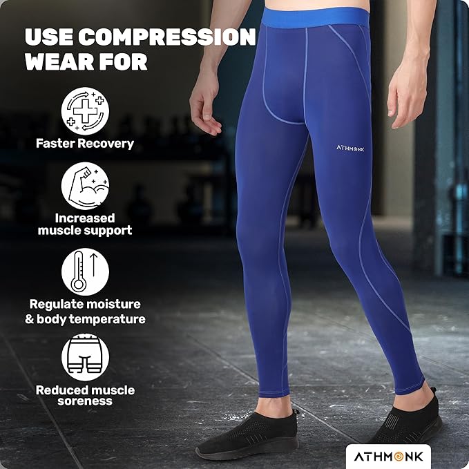 Athmonk Compression Nylon Lycra Lower Leggings Tights Yoga Pants for Men
