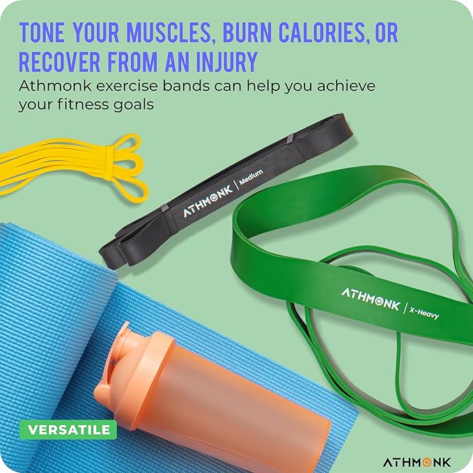 Athmonk Resistance Bands for Workout - Power Loop Exercise Band - Stretch Bands for Workout - Pull Up Band