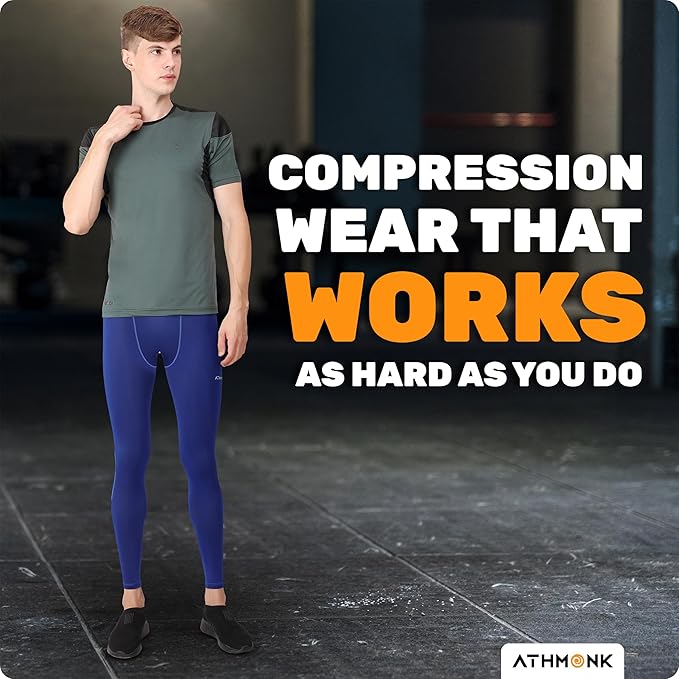 Athmonk Compression Nylon Lycra Lower Leggings Tights Yoga Pants for Men