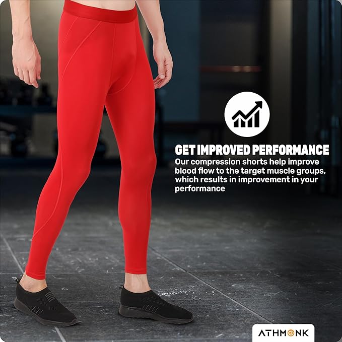Athmonk Compression Nylon Lycra Lower Leggings Tights Yoga Pants for Men