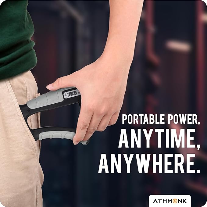 Athmonk Hand Grip Strengthener Gripper With Rep Counter Fingers Exercise Workout - Physiotherapy Paralysis Recovery - Gym Forearm Wrist Arm Wrestling Trainer - Steel Spring - 60 kg Adjustable