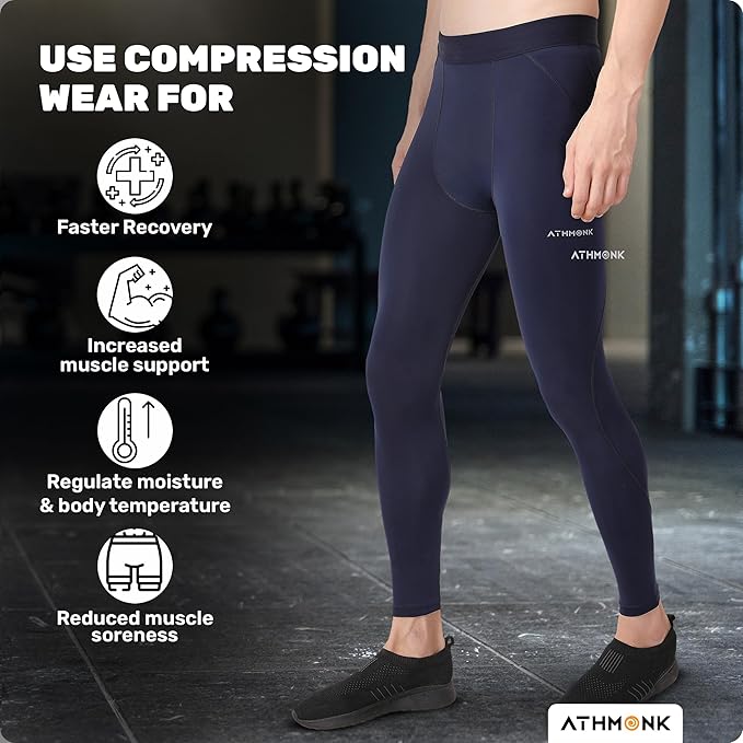 Athmonk Compression Nylon Lycra Lower Leggings Tights Yoga Pants for Men