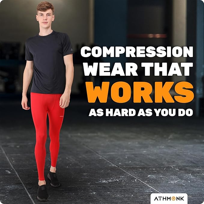Athmonk Compression Nylon Lycra Lower Leggings Tights Yoga Pants for Men