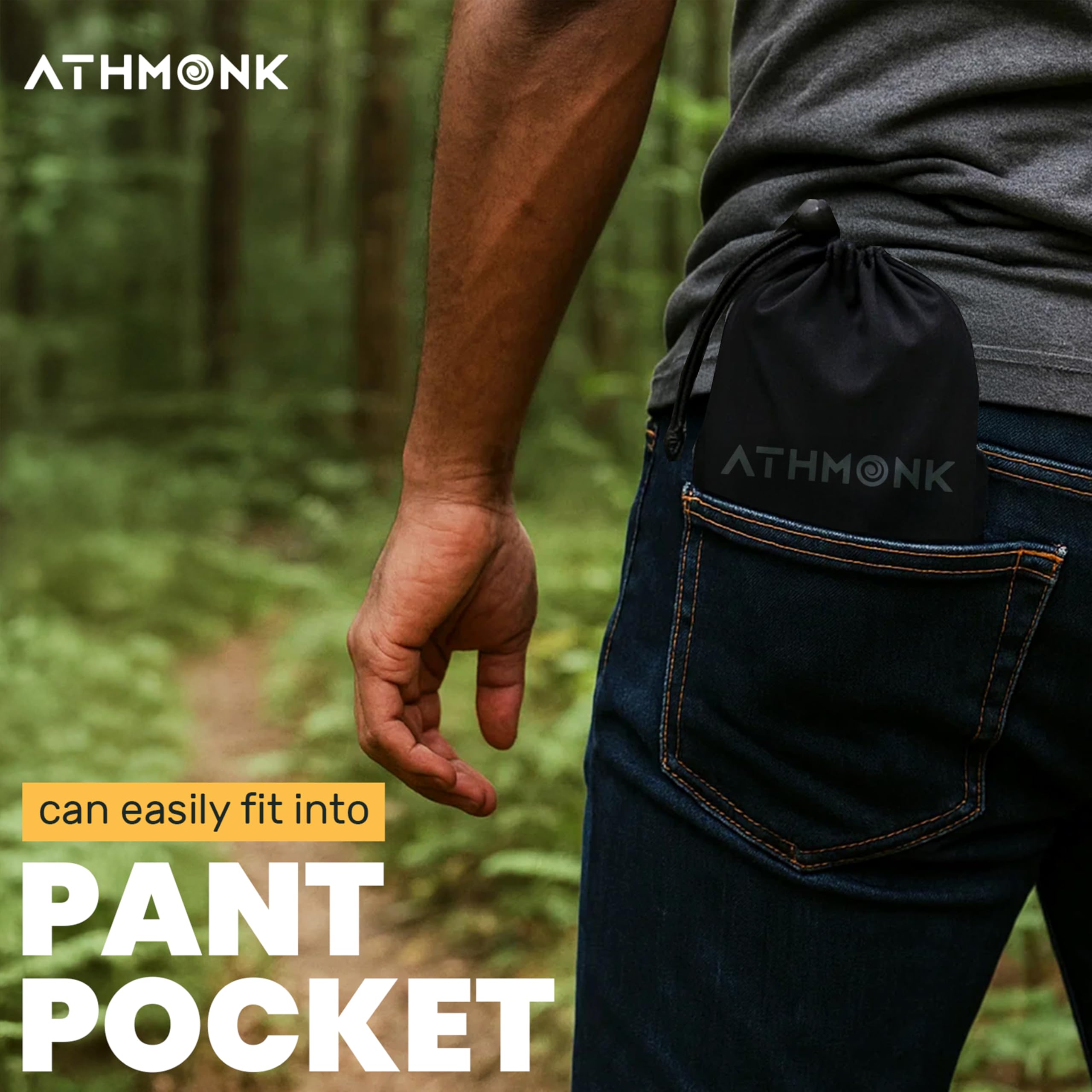 Athmonk FlexiBrim Foldable Sports Cap for Man & Woman with Carry Pouch | Men's Cap for Running, Gym, Rain, Summer | Super Portable, Fits in Pocket Cap with Ventilation Holes | Adjustable Size, Black