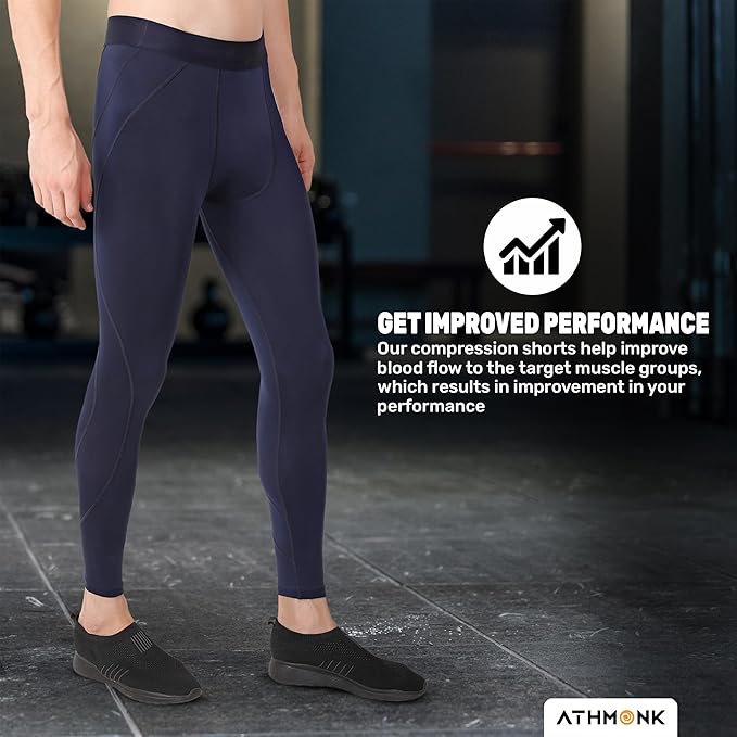 Athmonk Compression Nylon Lycra Lower Leggings Tights Yoga Pants for Men