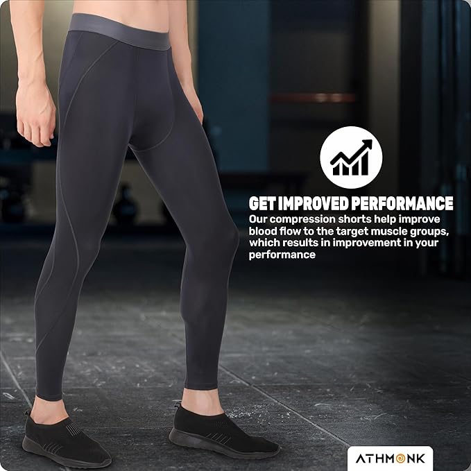 Athmonk Compression Nylon Lycra Lower Leggings Tights Yoga Pants for Men