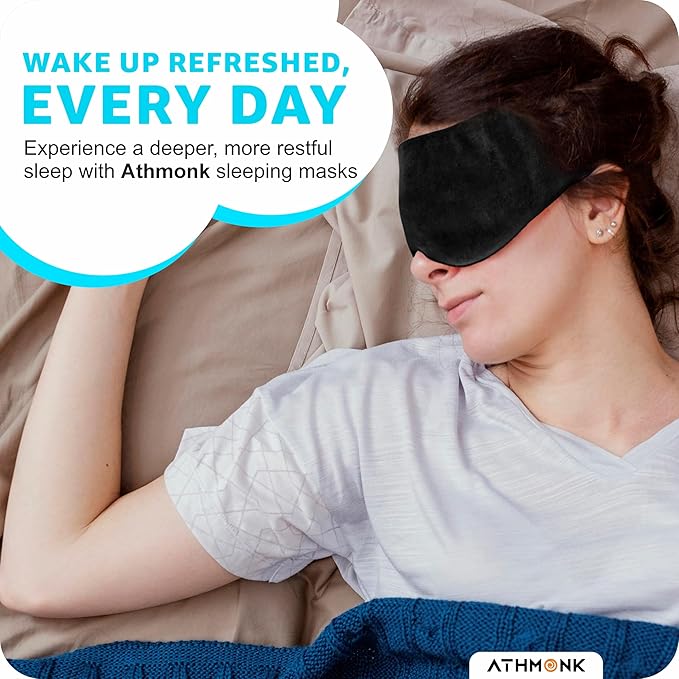 Athmonk Luxury Velvet Extra-Wide Sleeping Eye Mask Blind Fold - Velcro Strap