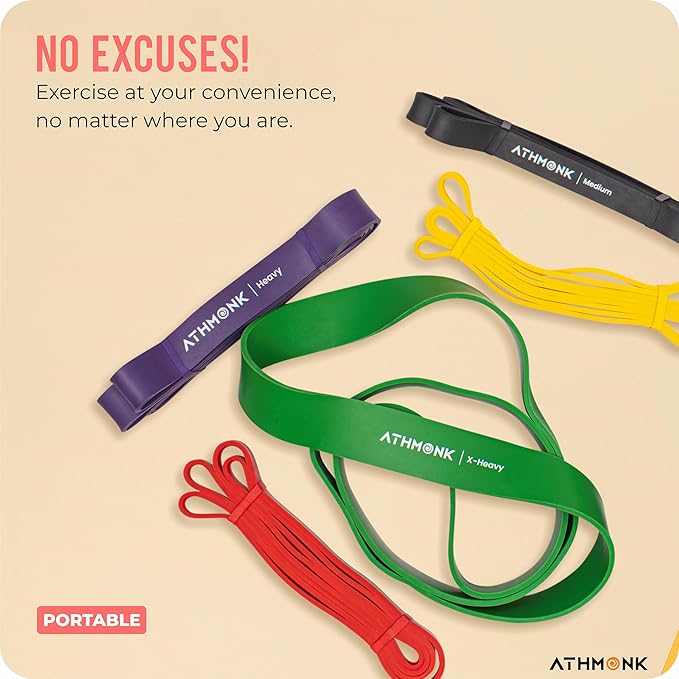Athmonk Resistance Bands for Workout - Power Loop Exercise Band - Stretch Bands for Workout - Pull Up Band