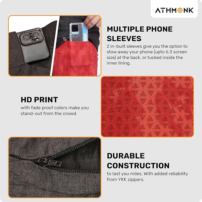 Athmonk Rapid-Dry 2-in-1 Running Shorts with Printed Lining