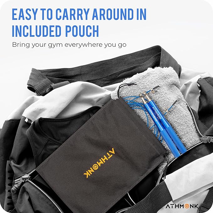 Athmonk Steel Wire High Speed Skipping Rope For Men & Women - Jumping Rope For Exercise - Metal Handle - Tangle Free 10ft Long Adjustable