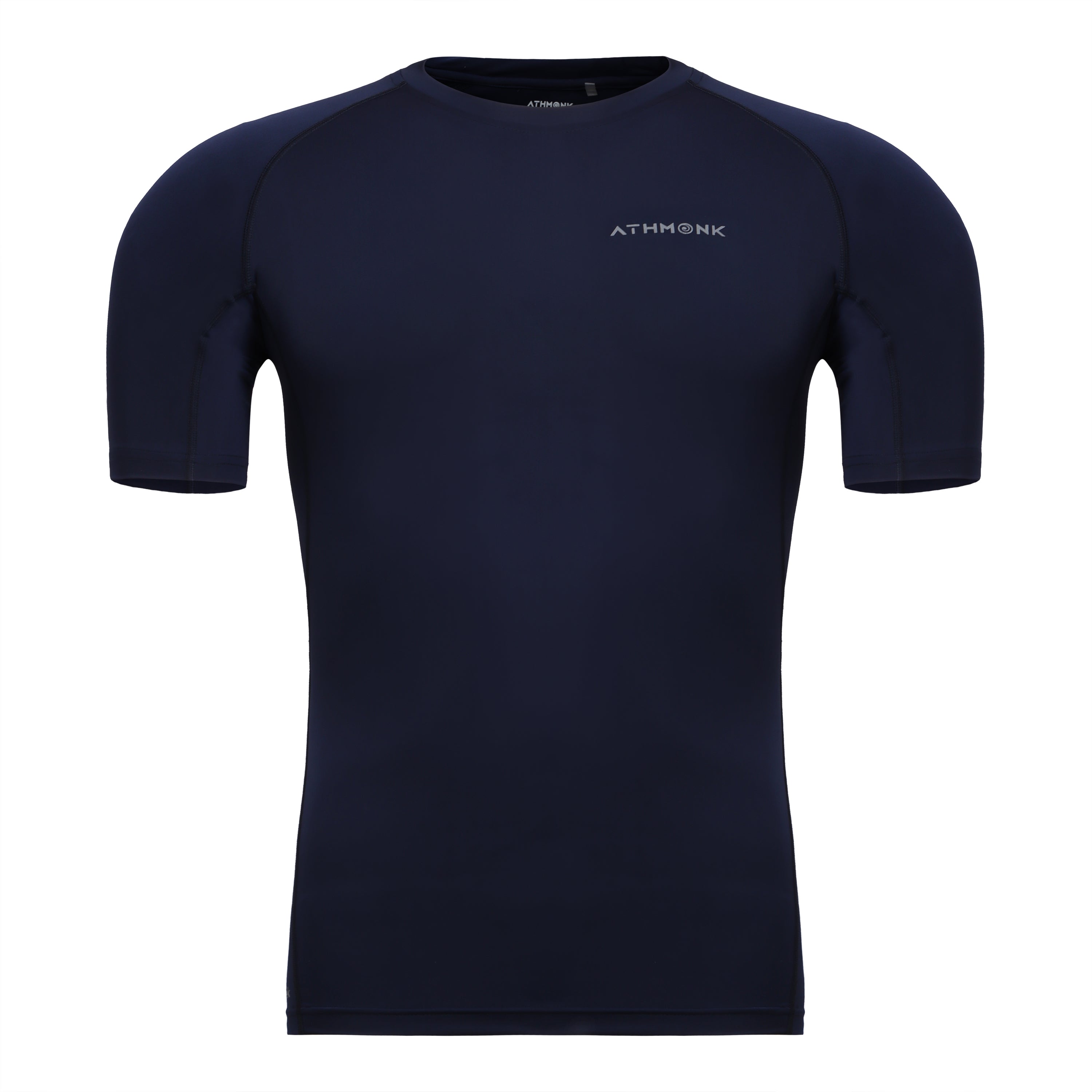 Athmonk Compression T-Shirt Vest Body Shaper Half Sleeve for Men Boys Branded - Nylon Lycra Fabric - Workout Gym Cricket Football Sports Training - Keep Dry Tight Skin Fit - Round Neck