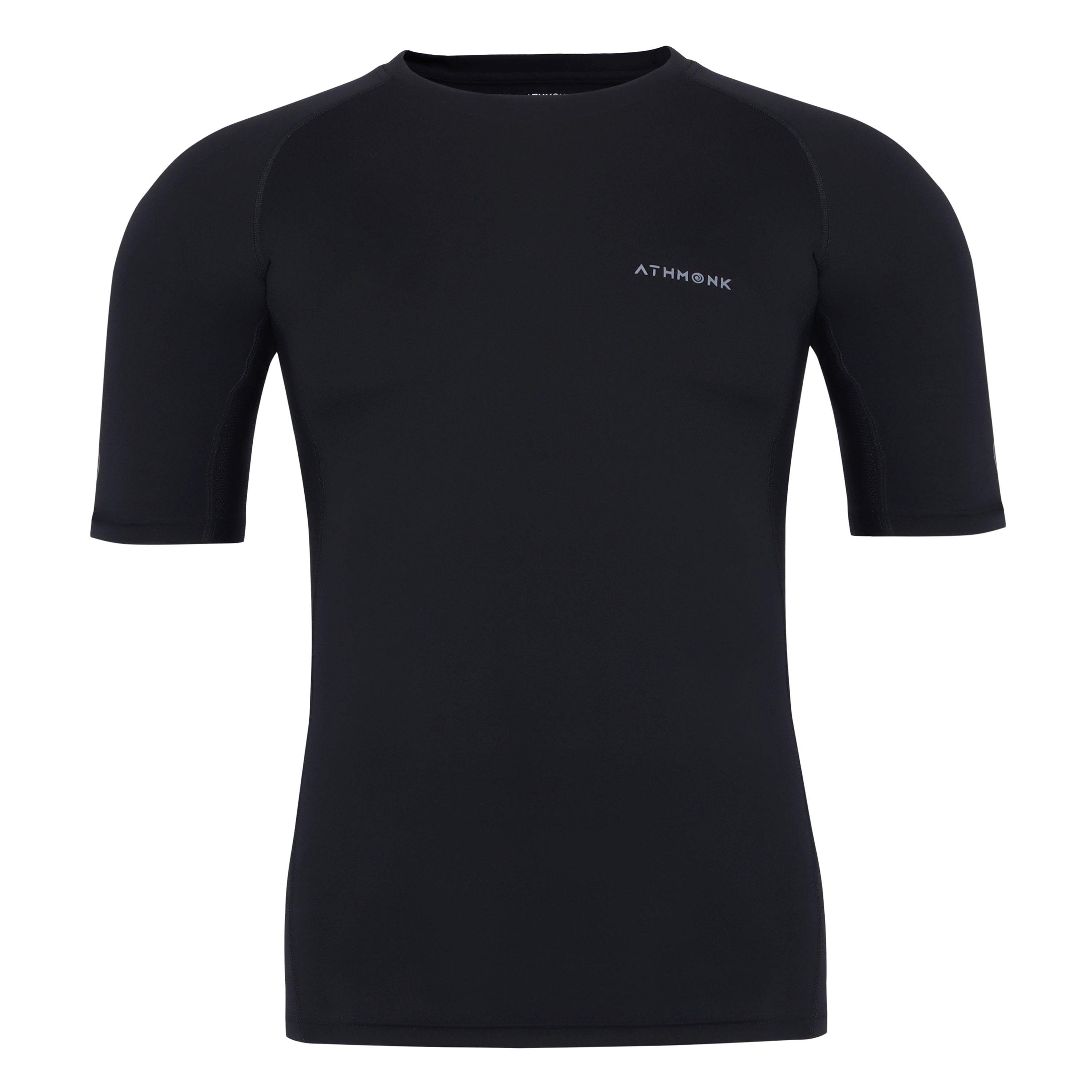 Athmonk Compression T-Shirt Vest Body Shaper Half Sleeve for Men Boys Branded - Nylon Lycra Fabric - Workout Gym Cricket Football Sports Training - Keep Dry Tight Skin Fit - Round Neck