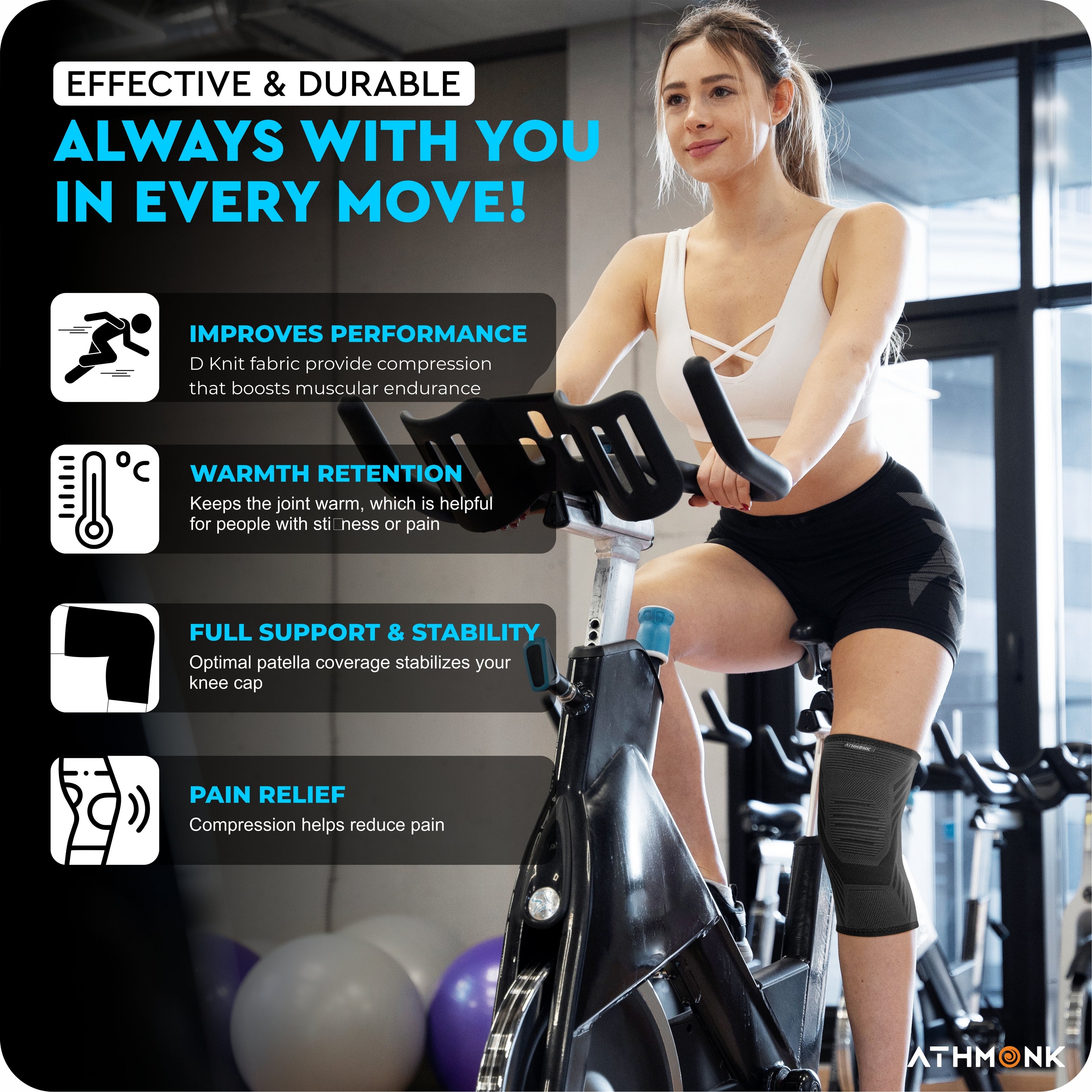 Athmonk 3D Knit Compression Knee Caps For Women & Men