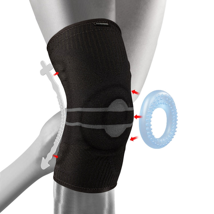 Athmonk 3D Patella Silicone Gel Pad Compression Knee Caps Supporter For Women & Men Charcoal Black
