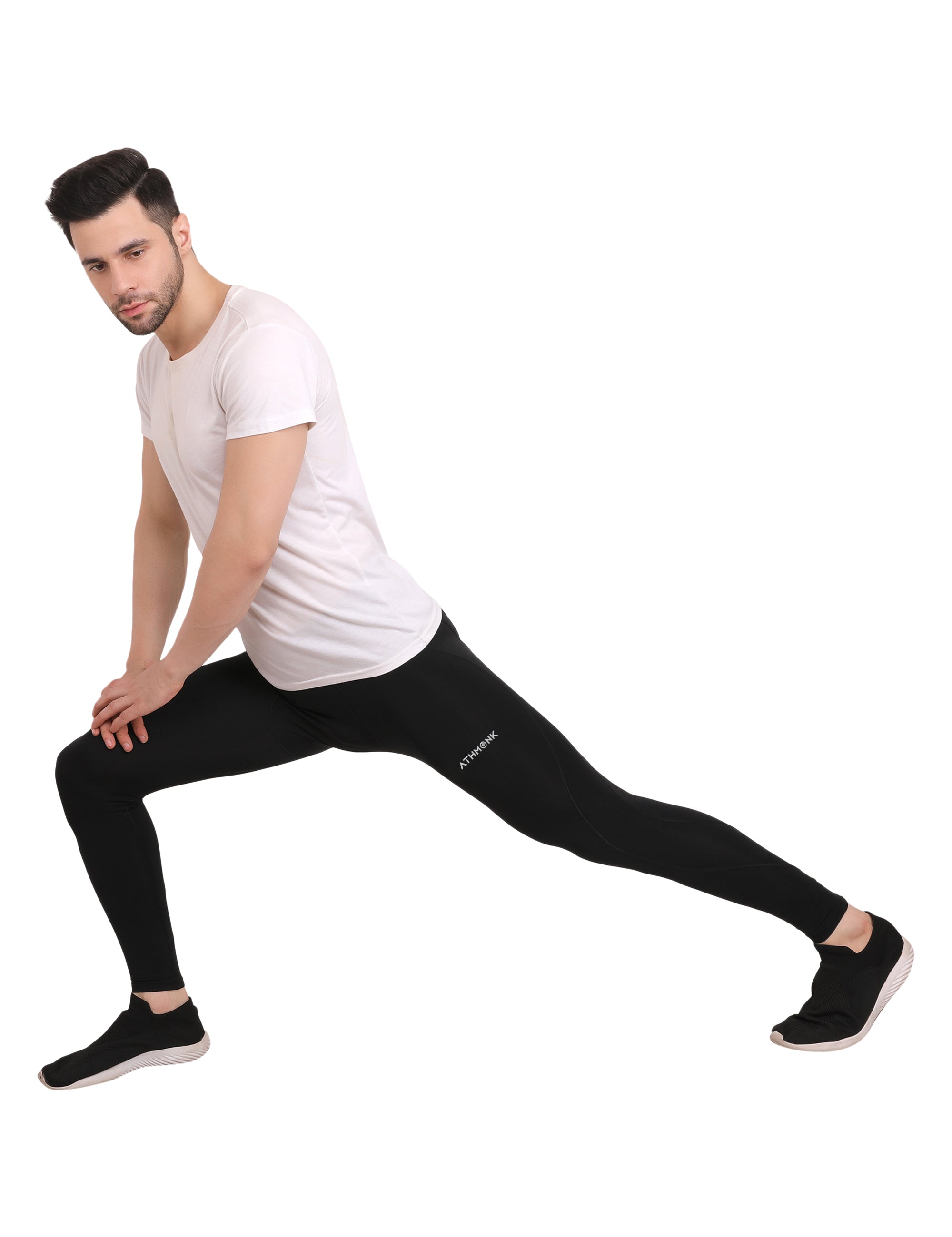 Athmonk Compression Nylon Lycra Lower Leggings Tights Yoga Pants for Men