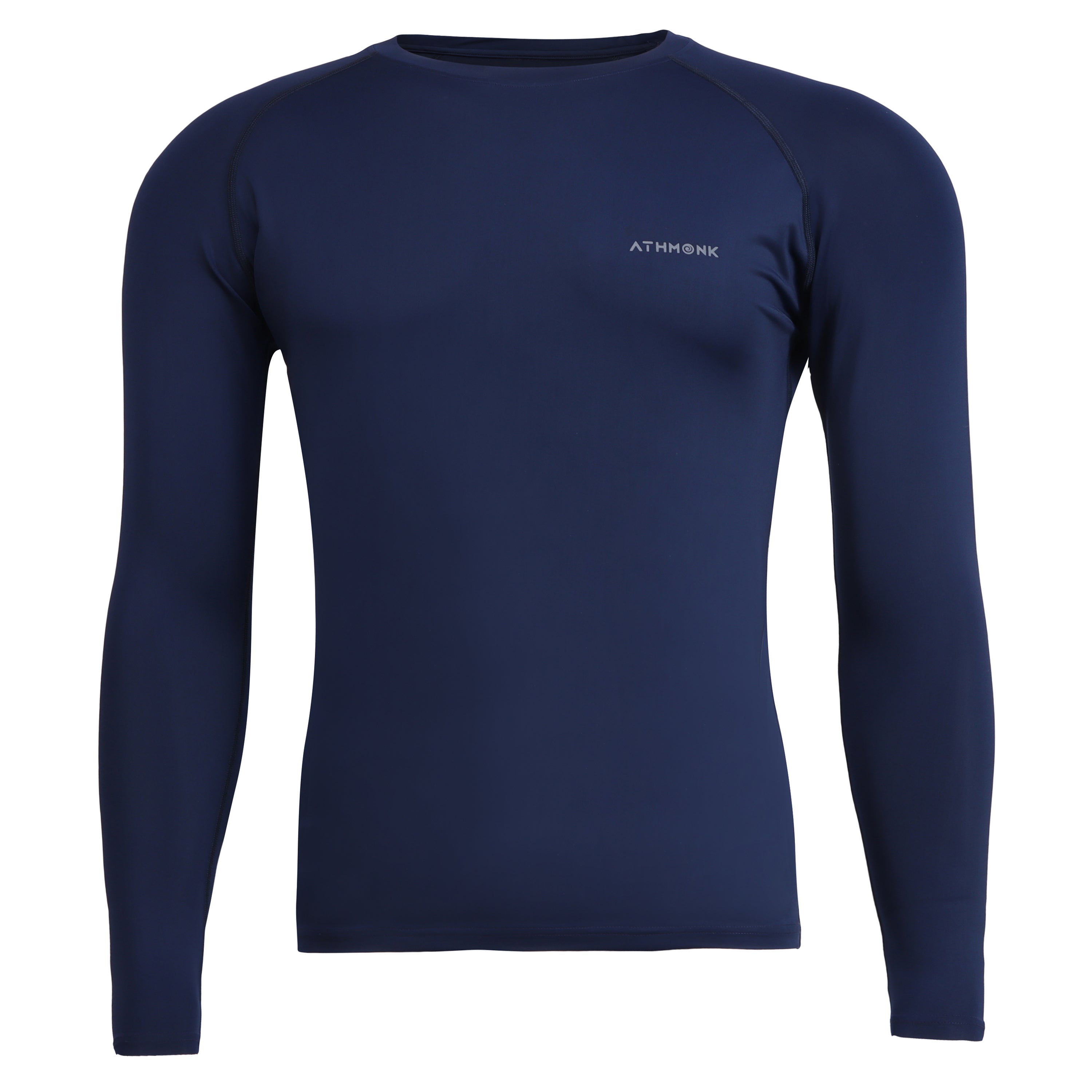 Athmonk Compression T-Shirt Vest Upper Body Shaper for Men Boys Branded - 4-Way Stretch Lycra Fabric - Workout Gym Cricket Running Football Sports Training - Keep Dry Tight Skin Fit - Round Neck